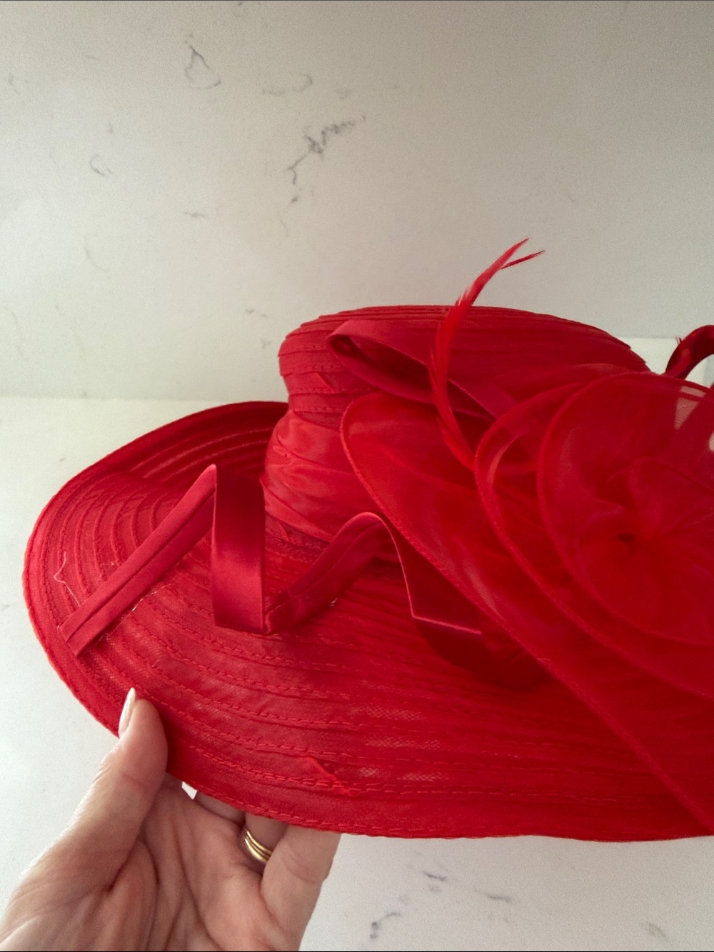 New Elegant Red Women's Hat with Ribbon! Red Hat society, Kentucky derby hat!
